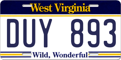 WV license plate DUY893