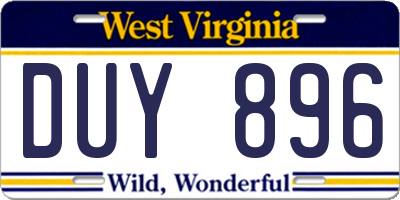 WV license plate DUY896