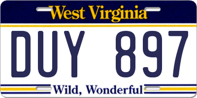 WV license plate DUY897