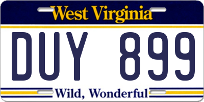 WV license plate DUY899