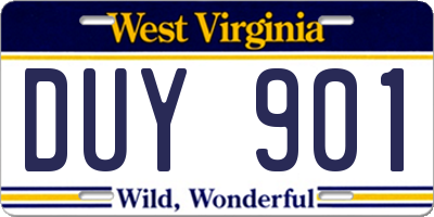 WV license plate DUY901