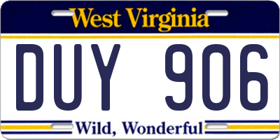 WV license plate DUY906