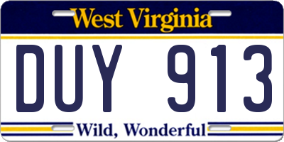 WV license plate DUY913