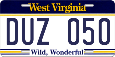 WV license plate DUZ050