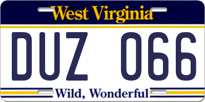 WV license plate DUZ066