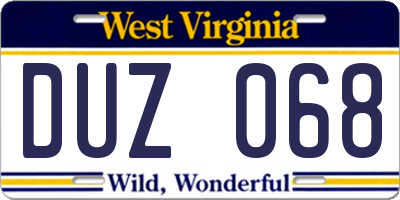 WV license plate DUZ068
