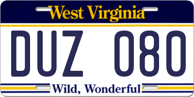 WV license plate DUZ080