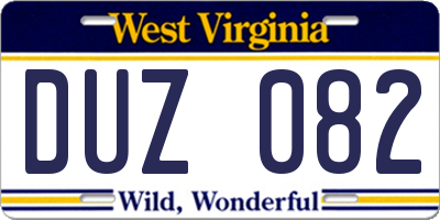 WV license plate DUZ082