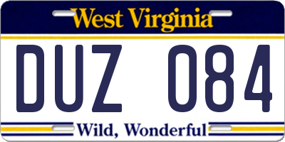 WV license plate DUZ084