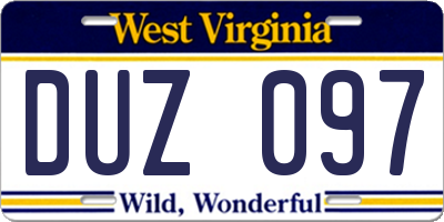 WV license plate DUZ097