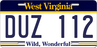 WV license plate DUZ112