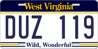 WV license plate DUZ119