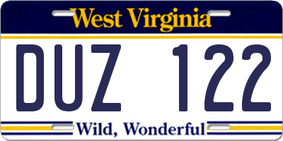 WV license plate DUZ122