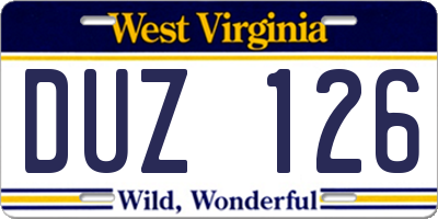 WV license plate DUZ126