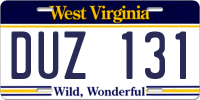 WV license plate DUZ131