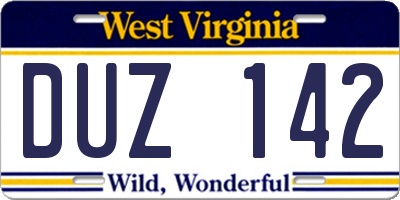 WV license plate DUZ142