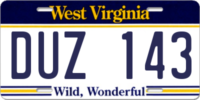 WV license plate DUZ143