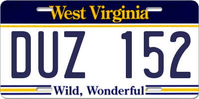 WV license plate DUZ152