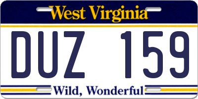 WV license plate DUZ159