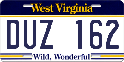 WV license plate DUZ162