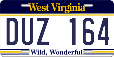 WV license plate DUZ164