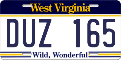 WV license plate DUZ165