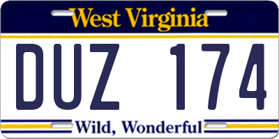 WV license plate DUZ174
