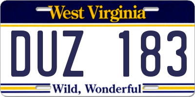 WV license plate DUZ183
