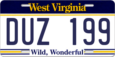 WV license plate DUZ199