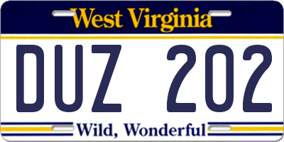 WV license plate DUZ202