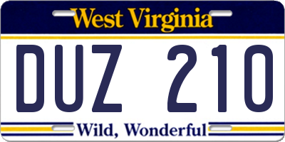 WV license plate DUZ210