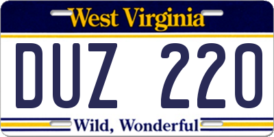WV license plate DUZ220