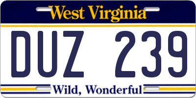 WV license plate DUZ239