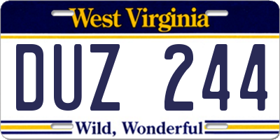 WV license plate DUZ244