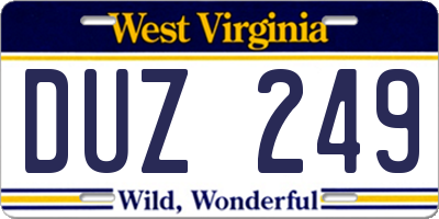 WV license plate DUZ249