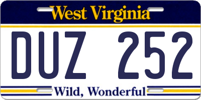 WV license plate DUZ252