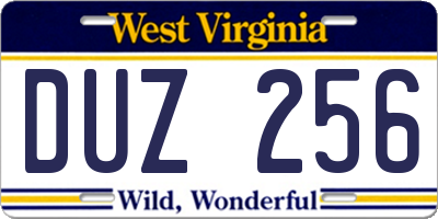WV license plate DUZ256
