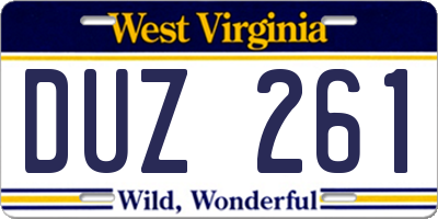 WV license plate DUZ261