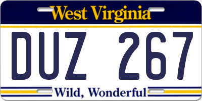 WV license plate DUZ267
