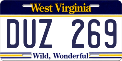 WV license plate DUZ269