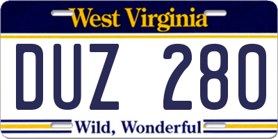 WV license plate DUZ280