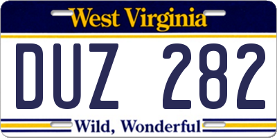 WV license plate DUZ282