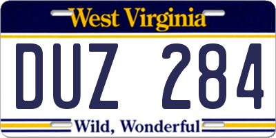 WV license plate DUZ284