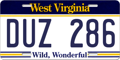 WV license plate DUZ286