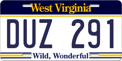 WV license plate DUZ291
