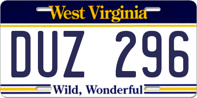 WV license plate DUZ296