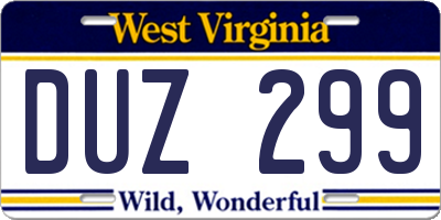 WV license plate DUZ299