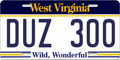 WV license plate DUZ300