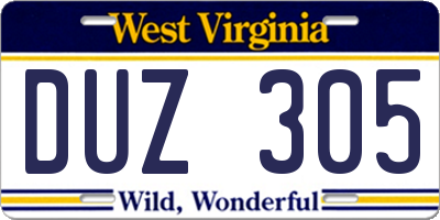 WV license plate DUZ305