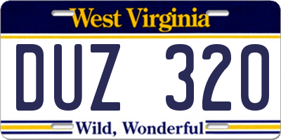 WV license plate DUZ320